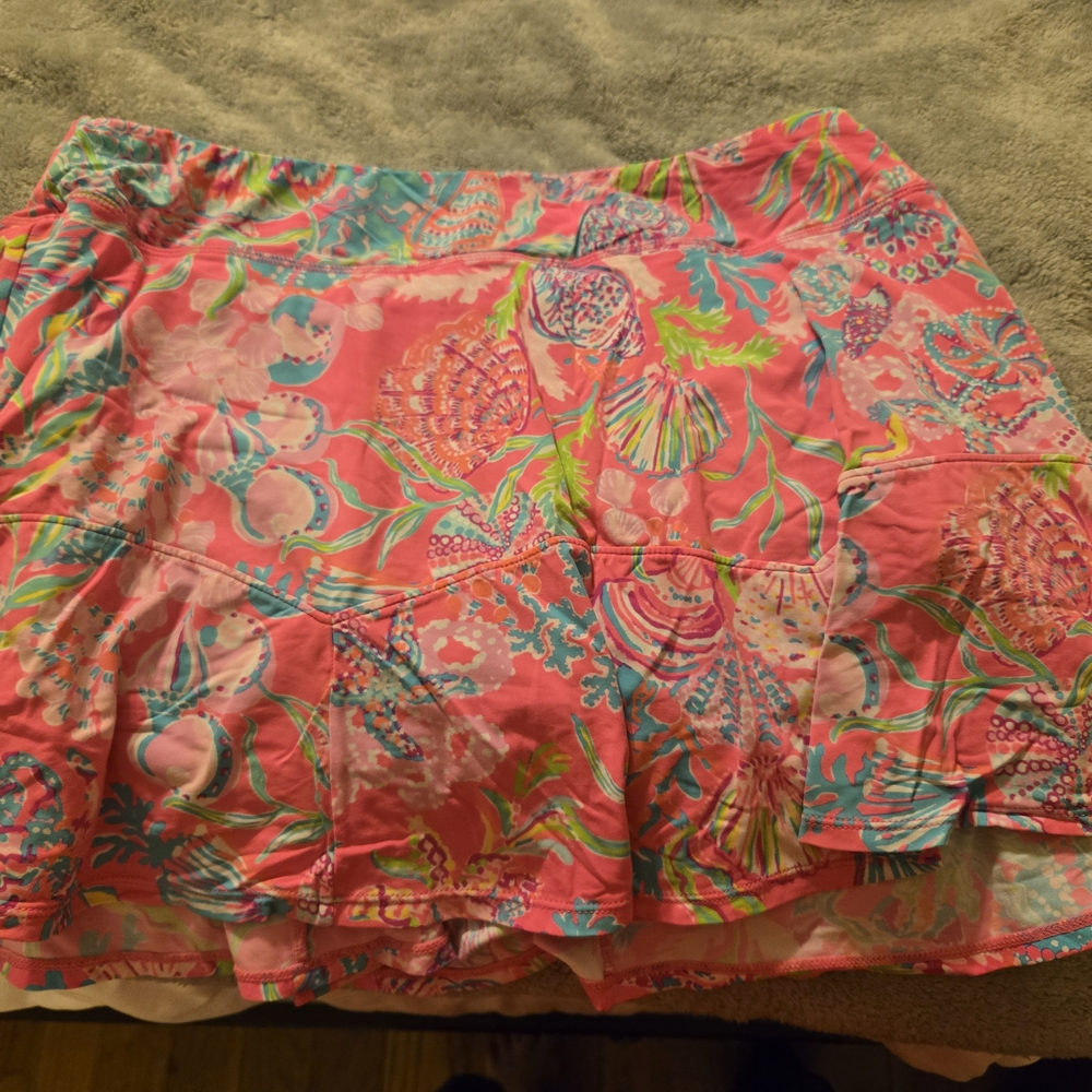 Lily Pultizer Sugar Teal Skort with Pink Stitching